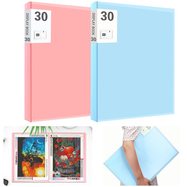 A3 Diamond Painting Storage Book Portfolio Case 30 Pages Pocket Protector  Stickers Clear Sheet Protectors Large Capacity Folder - AliExpress